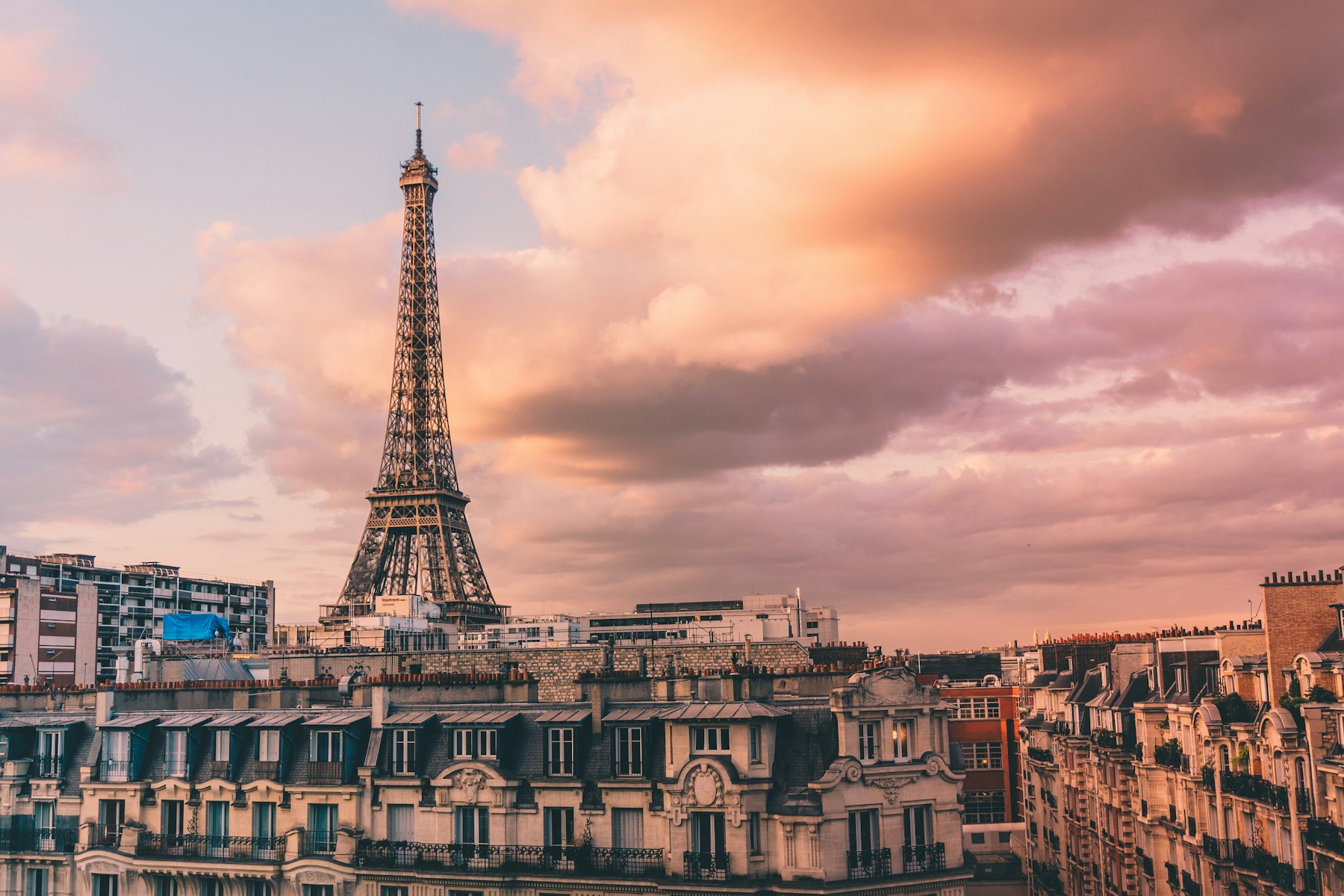 La tour Eiffel au-dessus des toits de Paris